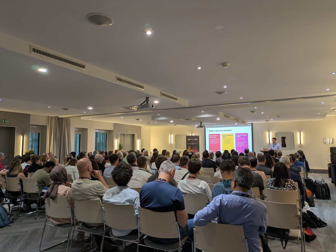The eVoiceNet conference audience during a presentation